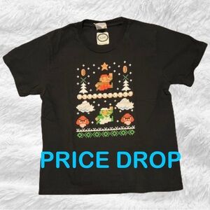 Super Mario ugly Christmas sweater t-shirt, size small, black